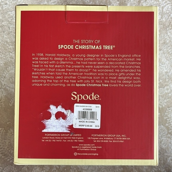 Brand New Spode Set of 4 Wine Glasses Christmas Tree 13 oz Festive Glassware - Picture 11 of 13